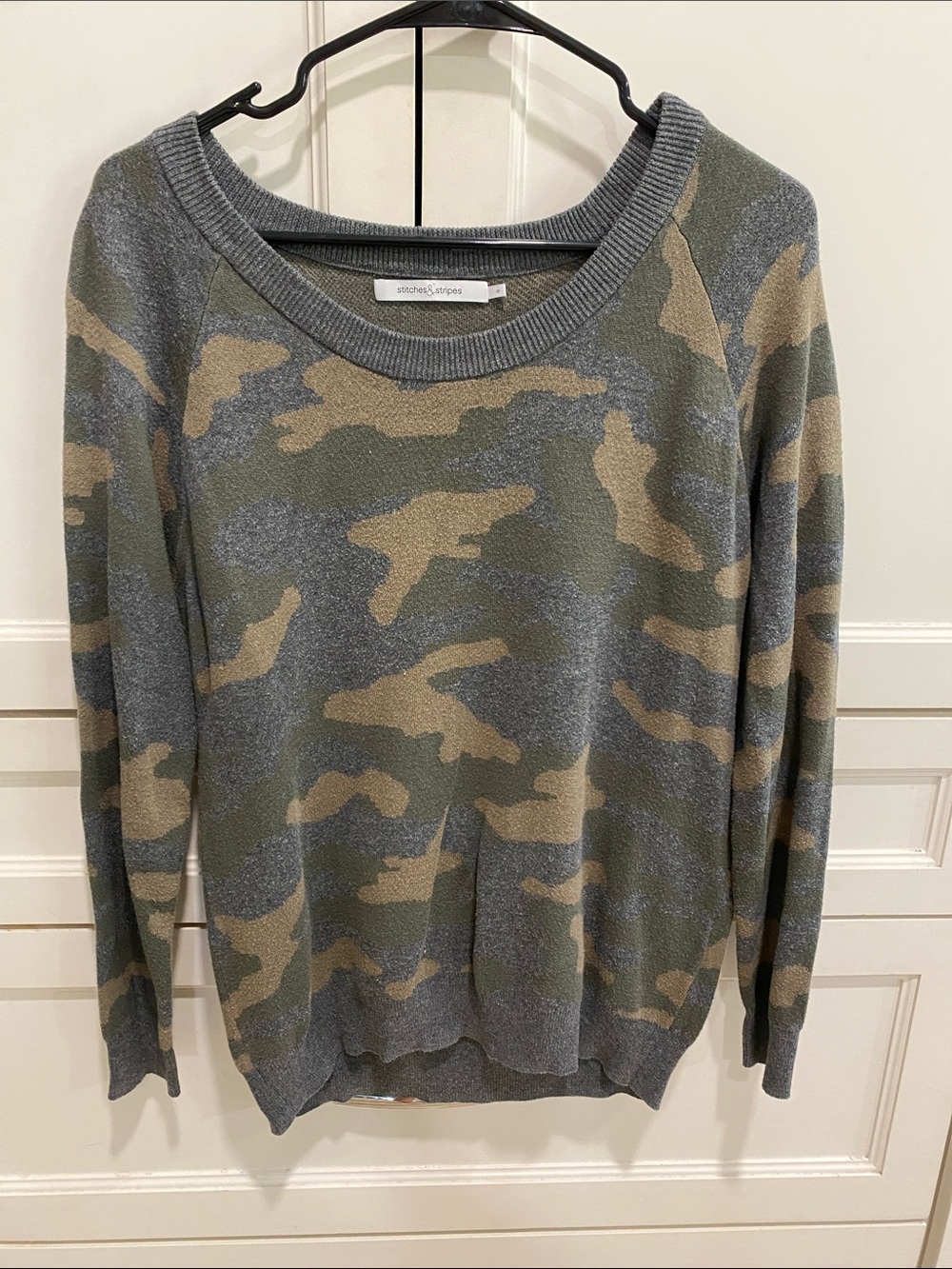 Lightweight Camo Crewneck Sweater - Olive & Taupe
